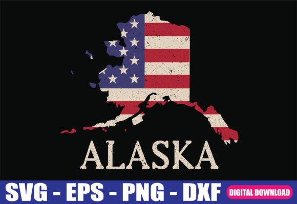 Alaska Map State American Flag SVG