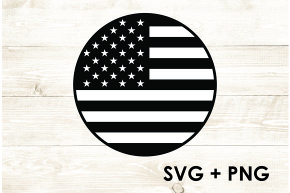 American Flag Circle - Black and White