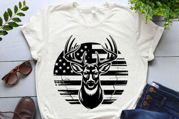American Flag Deer Hunting Graphics for Crafts