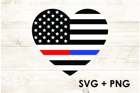 American Flag Heart - Blue and Red Line Graphics