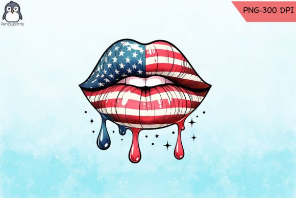 American Flag Lip PNG: Graphics for Crafts and Creative Marketing