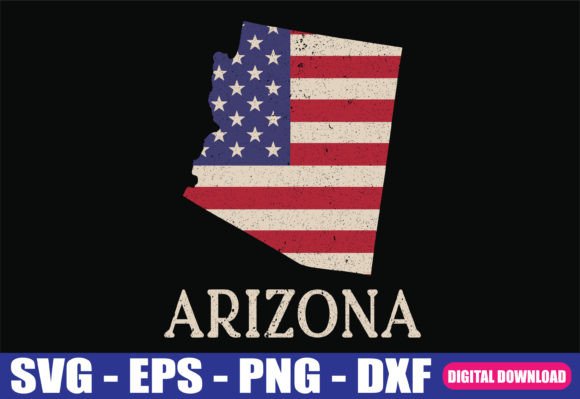 Arizona Map State American Flag SVG Graphics