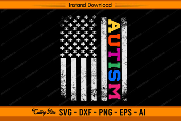 Autism Puzzle with USA Flag