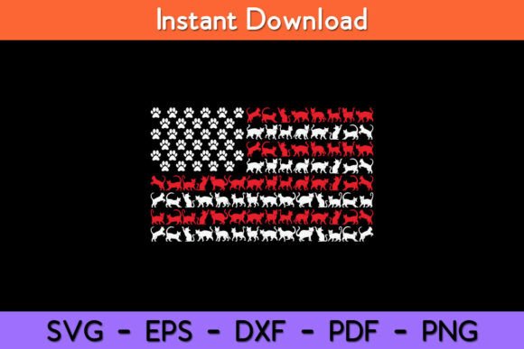 Cat American Flag USA Paws Patriotic Graphics