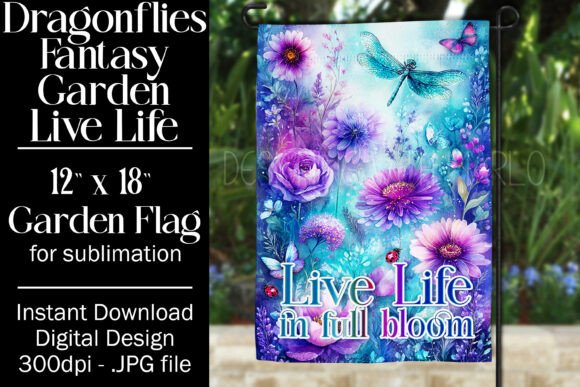 Fantasy Dragonfly Garden Flag Design 29