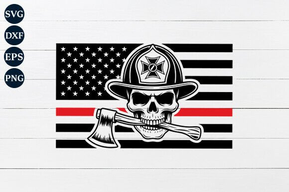 Firefighter Skull Flag SVG for Crafts and Graphics