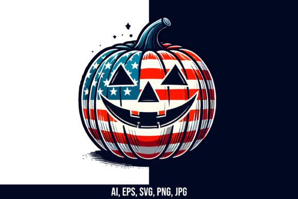 Halloween Pumpkin with USA Flag in Skin Graphics