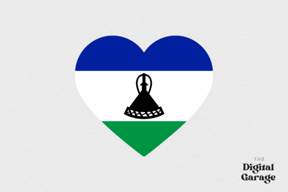Lesotho Heart Flag, SVG PNG: Graphics for Crafts