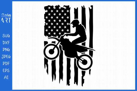 Motorcross USA Flag Graphics for Crafts