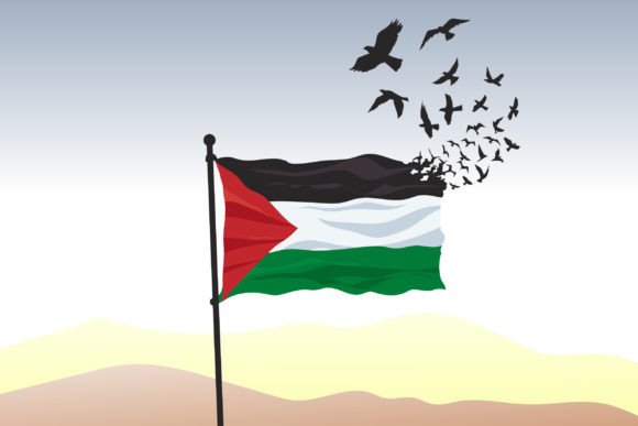 Palestine Flag and Bird Freedom Fly Graphics