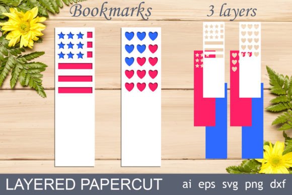 Patriotic Bookmarks USA Flag Svg Graphics