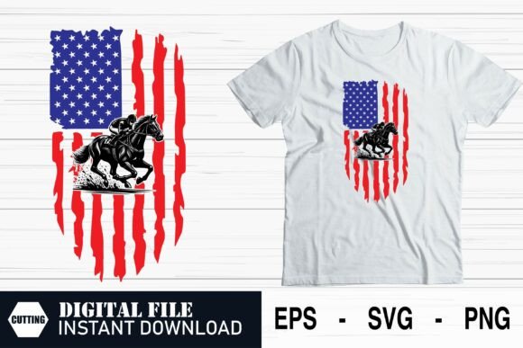 Patriotic Horse Rider - Western US Flag Graphics & Crafts