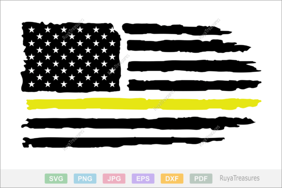 Thin Yellow Line USA Distressed Flag Graphics and Crafts
