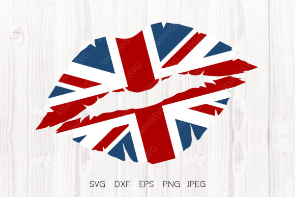 UK Flag Girl Lips Kiss Graphics and Crafts