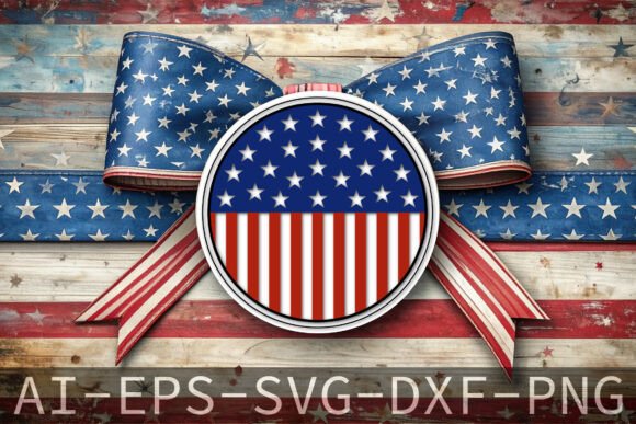 USA Flag Round Door Sign Hanger Design