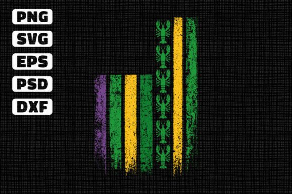 Vintage Crawfish Stripe Flag Distressed Graphics